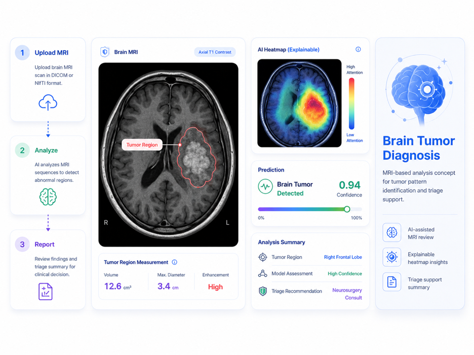Brain tumor MRI segmentation and AI heatmap interface